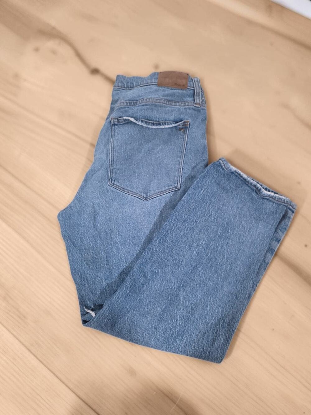 Madewell The Slim Boyjean Distressed Jeans Women's 32 Light Wash Relaxed Denim